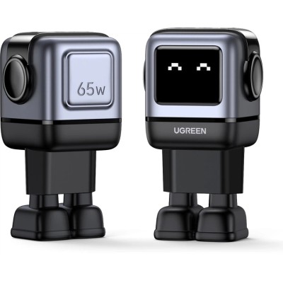 Мережевий Зарядний пристрій UGREEN CD361 USB+2xUSB-C 65W Robot GaN Tech Fast Charger (25685B) Grey