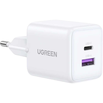 Мережевий Зарядний пристрій UGREEN X516 30W 2-Port GaN Fast Charger (65015) White