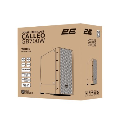 Корпус 2E GAMING Calleo GB700W без БЖ, 2xUSB3.0, 1xUSB2.0, 4x120мм ARGB, VGA 320мм, LCS ready, контролер з пультом, TG Side Wind
