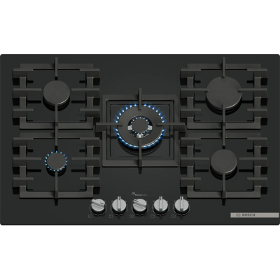 Варильна поверхня Bosch газова на склі, 75см, чавун, чорний