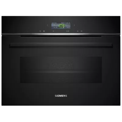 Духова шафа Siemens електрична компактна, 45л, A, дисплей, конвекція, ф-ція мікрохвиль, чорний (CM724G1B1)