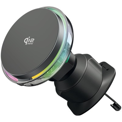 Автомобільний тримач з Бездротовим ЗП Proove Light Crystal Qi2.2 25W (WHLC25002003) gray