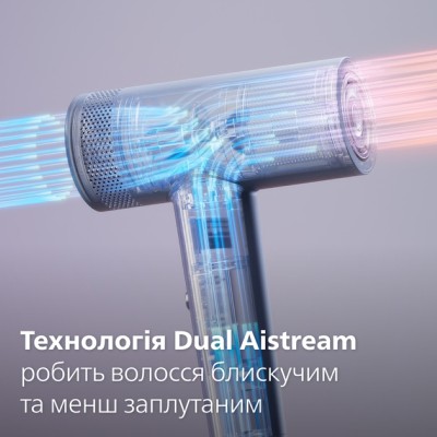 Фен Philips 8000 Series, 1400Вт, 3 режими, іонізація, хол. обдув, турборежим , аквамарин (BHD839/00)