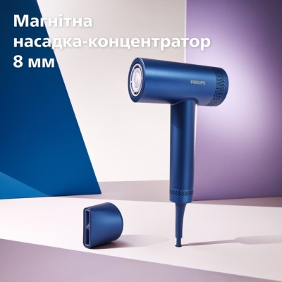 Фен Philips 8000 Series, 1400Вт, 3 режими, іонізація, хол. обдув, турборежим , аквамарин (BHD839/00)