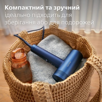 Фен Philips 8000 Series, 1400Вт, 3 режими, іонізація, хол. обдув, турборежим , аквамарин (BHD839/00)