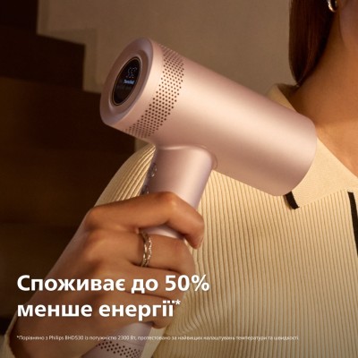 Фен Philips 8000 Series, 1400Вт, 3 режими, іонізація, хол. обдув, турборежим, рожевий (BHD837/10)