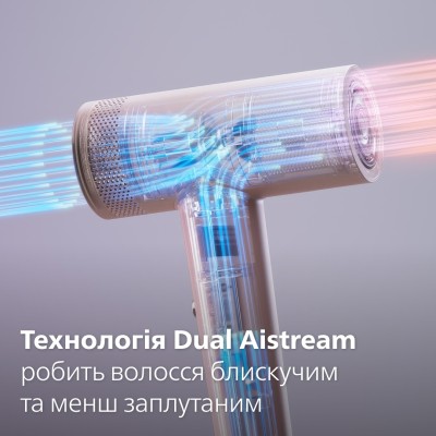 Фен Philips 8000 Series, 1400Вт, 3 режими, іонізація, хол. обдув, турборежим, рожевий (BHD837/10)