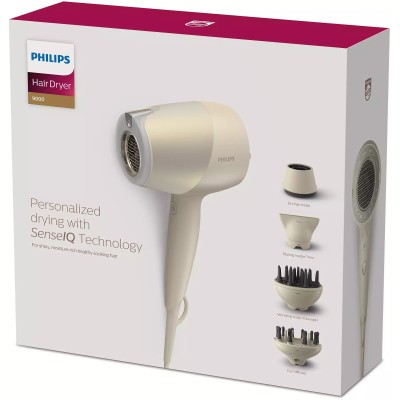 Фен Philips 9000 Series SenseIQ, 1800Вт, 3 режими, дифузор, іоніз-я, хол. обдув, турбо, золотий (BHD829/00)