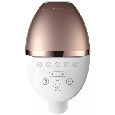 Фотоепілятор Philips Lumea IPL 9900 Series, акумуляторний , кіл-ть спалах.-450000, 2-4 см2, насадок-3, футляр, біло-золотий (BRI
