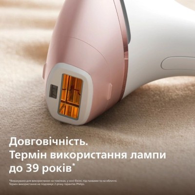 Фотоепілятор Philips Lumea IPL 9900 Series, акумуляторний , кіл-ть спалах.-450000, 2-4 см2, насадок-3, футляр, біло-золотий (BRI