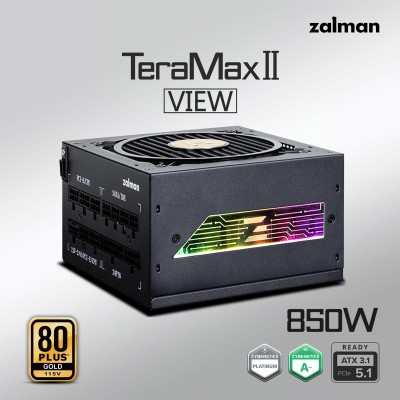 Блок живленняZalman Teramax 2 View (850W) 99%, 80+ Gold, 120мм, 1xMB 24pin(18+10), 2xCPU(4+4 pin), 3xMolex, 12xSATA, 4xPCIe 8pin