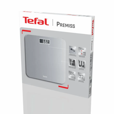 Ваги Tefal підлогові Premiss, 160кг, AAAx2 в комплекті, скло, сірий (PP1801V0)