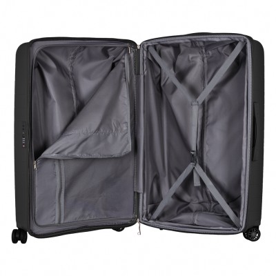 Валіза 2E, Aero, поліпропілен, велика, 99/119 л, TSA, 4 колеса, EXP, чорна (2E-SPP-AERO-L-BK)