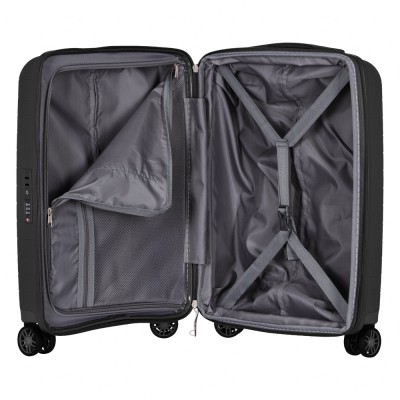 Валіза 2E, Aero, поліпропілен, мала, 35/44 л, TSA, 4 колеса, EXP, чорна (2E-SPP-AERO-S-BK)