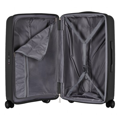 Валіза 2E, Aero, поліпропілен, середня, 63/78 л, TSA, 4 колеса, EXP, чорна (2E-SPP-AERO-M-BK)