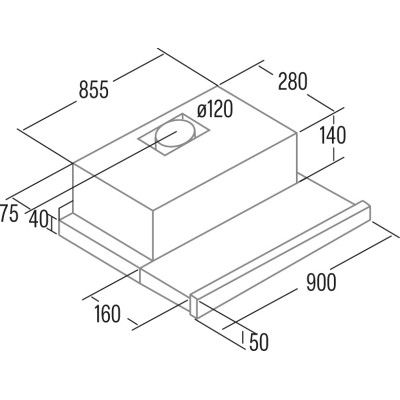 Витяжка Cata телескопічна, 90см, 600м.куб/год, TF-2003 Duralum 900, нерж (02094305)