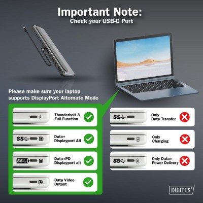 Док-станція DIGITUS USB-C > 2xHDMI/1xDP/3xUSB-A/USB-C/RJ54/PD/Audio (DA-70919)