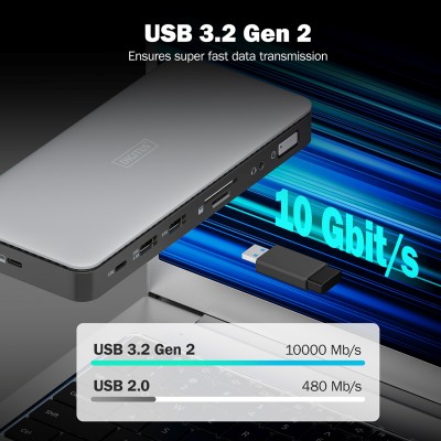 Док-станція DIGITUS USB-C > 2xHDMI/DP/2xUSB-A/USB-C/SD/MicroSD/RJ54/DC/Audio (DA-70917)