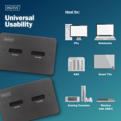 Док-станція DIGITUS USB-C > 2xSATA SSD/SD (DA-71546-1)