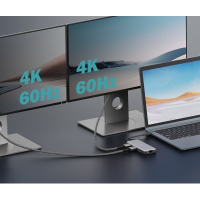 Док-станція USB-C, 8 портів, 2xHDMI, 3xUSB3.0, 1xRJ45, 1xSD, 1xMicroSD, 1xUSB-CPD DA-70915 DIGITUS by ASSMANN