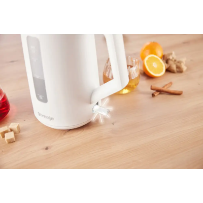 Електрочайник Gorenje 1.7л, Strix контроль, білий матовий (K17OPW)