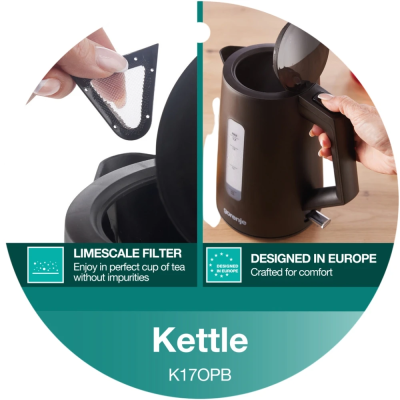 Електрочайник Gorenje 1.7л, Strix контроль, чорний матовий (K17OPB)