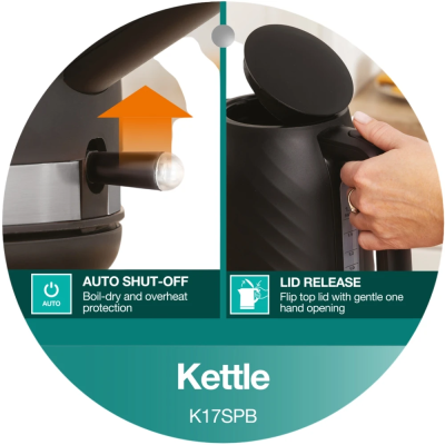 Електрочайник Gorenje 1.7л, Strix контроль, чорний матовий (K17SPB)