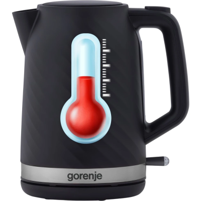 Електрочайник Gorenje 1.7л, Strix контроль, чорний матовий (K17SPB)