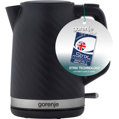 Електрочайник Gorenje 1.7л, Strix контроль, чорний матовий (K17SPB)