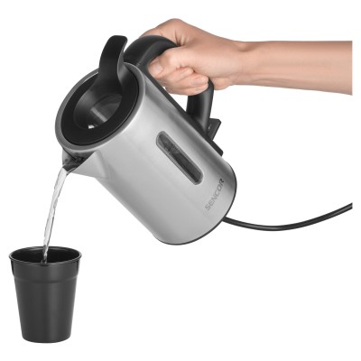 Електрочайник Sencor 0.5л, Strix, пластик, в комплекті 2 склянки + 2 ложки, нерж. сталь (SWK170SS)