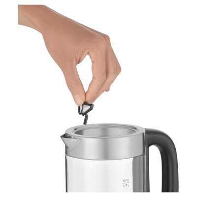 Електрочайник Sencor 0.5л, Strix, пластик, в комплекті 2 склянки + 2 ложки, скло, нерж. сталь (SWK160SS)