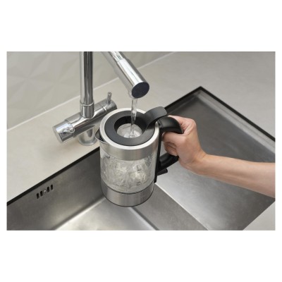 Електрочайник Sencor 0.5л, Strix, пластик, в комплекті 2 склянки + 2 ложки, скло, нерж. сталь (SWK160SS)