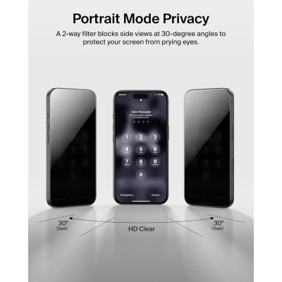 Захисне скло Belkin для iPhone 17 Pro, Privacy TemperedGlass (1 Pack) (OVA213HQ)