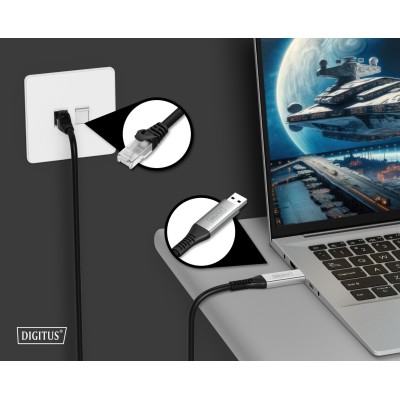 Кабель DIGITUS Ethernet USB-A - RJ45 CAT 6A S/FTP, 1 Gbit/s, 2m, LSZH (AK-300600-020-S)