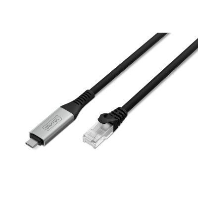 Кабель DIGITUS Ethernet USB-C - RJ45 CAT 6A S/FTP, 1 Gbit/s, 2m, LSZH (AK-300601-020-S)