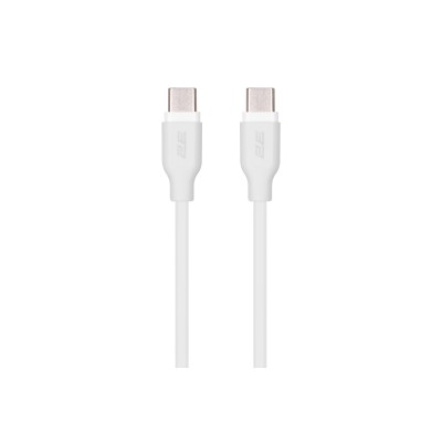 Кабель USB-C > USB-C заряджання/синхронізації 2E 1м, 60Вт Type-C, Glow, білий (2E-CCCC-WH)