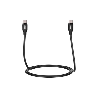 Кабель USB-C > USB-C заряджання/синхронізації 2E 1м, 60Вт Type-C, Glow, чорний (2E-CCCC-BL)