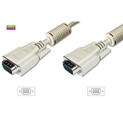 Кабель VGA (M/M) DIGITUS, 15м, ферит, бежевий (AK-310103-150-E)