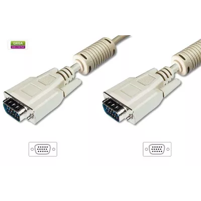 Кабель VGA (M/M) DIGITUS, 15м, ферит, бежевий (AK-310103-150-E)