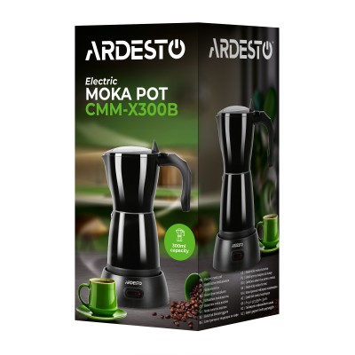 Кавоварка Ardesto електрична гейзерна 0.3л, мелена, чорний (CMM-X300B)
