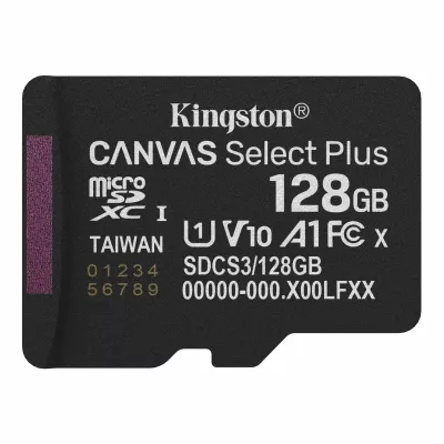 Карта пам'яті Kingston microSD 128GB C10 UHS-I A1 V10 R150MB/s (SDCS3/128GBSP)