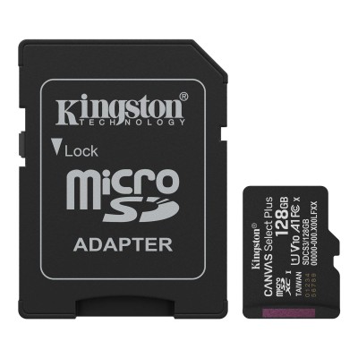 Карта пам'яті Kingston microSD 128GB C10 UHS-I A1 V10 R150MB/s + SD (SDCS3/128GB)