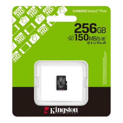 Карта пам'яті Kingston microSD 256GB C10 UHS-I A1 V10 R150MB/s (SDCS3/256GBSP)