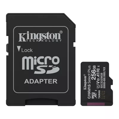 Карта пам'яті Kingston microSD 256GB C10 UHS-I A1 V10 R150MB/s + SD (SDCS3/256GB)