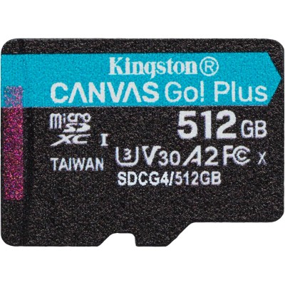 Карта пам'яті Kingston microSD 512GB C10 UHS-I U3 A2 V30 R200/W160MB/s (SDCG4/512GBSP)