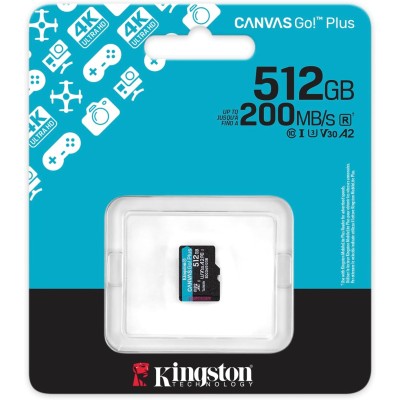 Карта пам'яті Kingston microSD 512GB C10 UHS-I U3 A2 V30 R200/W160MB/s (SDCG4/512GBSP)
