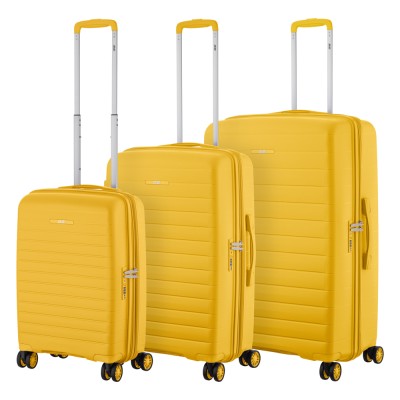 Набір валіз 2E, Aero, поліпропілен, (L+M+S),TSA, 4 колеса, EXP, бурштиново-жовтий (2E-SPP-AERO-SET3-AY)