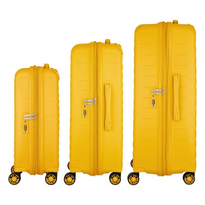 Набір валіз 2E, Aero, поліпропілен, (L+M+S),TSA, 4 колеса, EXP, бурштиново-жовтий (2E-SPP-AERO-SET3-AY)