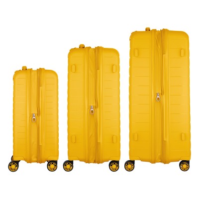 Набір валіз 2E, Aero, поліпропілен, (L+M+S),TSA, 4 колеса, EXP, бурштиново-жовтий (2E-SPP-AERO-SET3-AY)