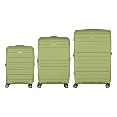 Набір валіз 2E, Aero, поліпропілен, (L+M+S),TSA, 4 колеса, EXP, оливково-зелений (2E-SPP-AERO-SET3-MG)
